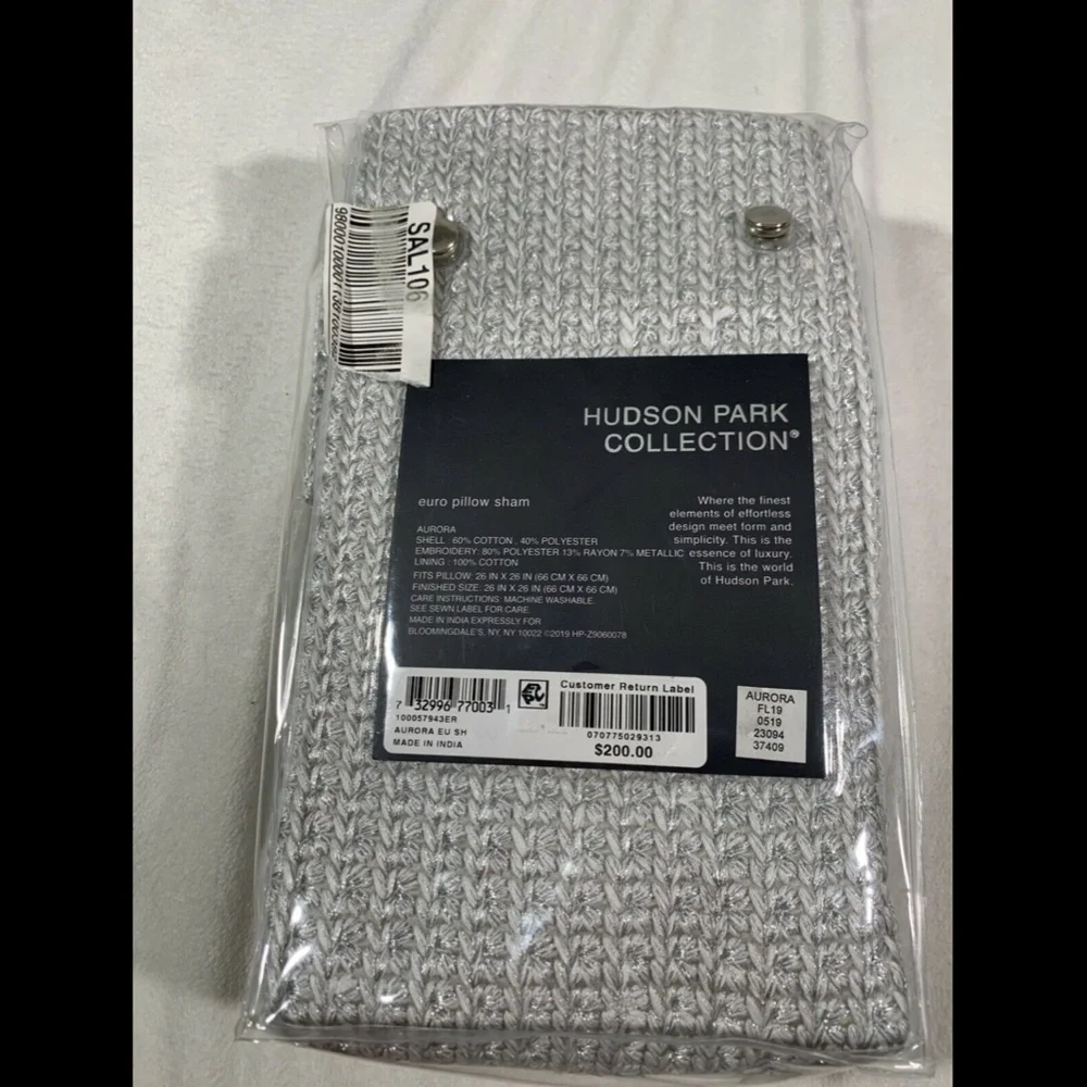 NIB [ 1 European Euro‎ ] Sham Pillow for Hudson Park Aurora